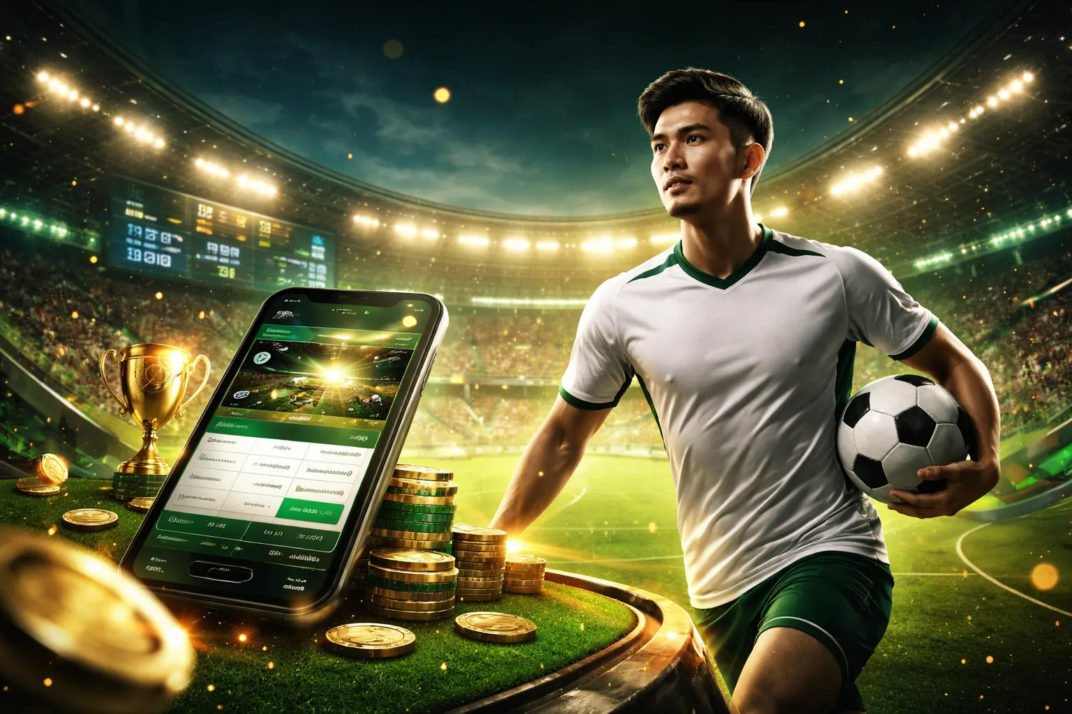Sân vận động bóng đá với logo 888bet app